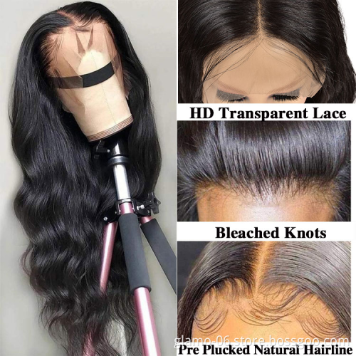 Raw Human Hair Frontal Human Hair Wigs Silk Base Straight Body Wave Wig 2021 Hot Selling Indian Can Be Dyed and Bleached Lace